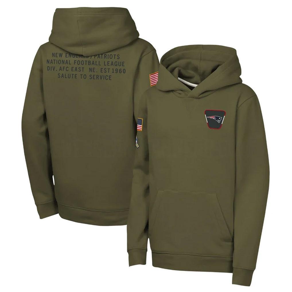 Kooe NE.Patriots Olive Salute to Service Pullover Hoodies Limited Blank Player Stitched Jerseys