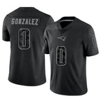 Kooe NE.Patriots #0 Christian Gonzalez Player Black Reflective Limited Stitched Jerseys