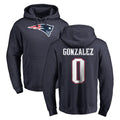 Kooe NE.Patriots #0 Christian Gonzalez Player Navy LOGO Pullover Hoodies Home Game Stitched Jerseys