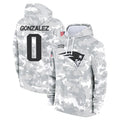 Kooe NE.Patriots #0 Christian Gonzalez Player Salute to Service Hoodies Stitched Jerseys