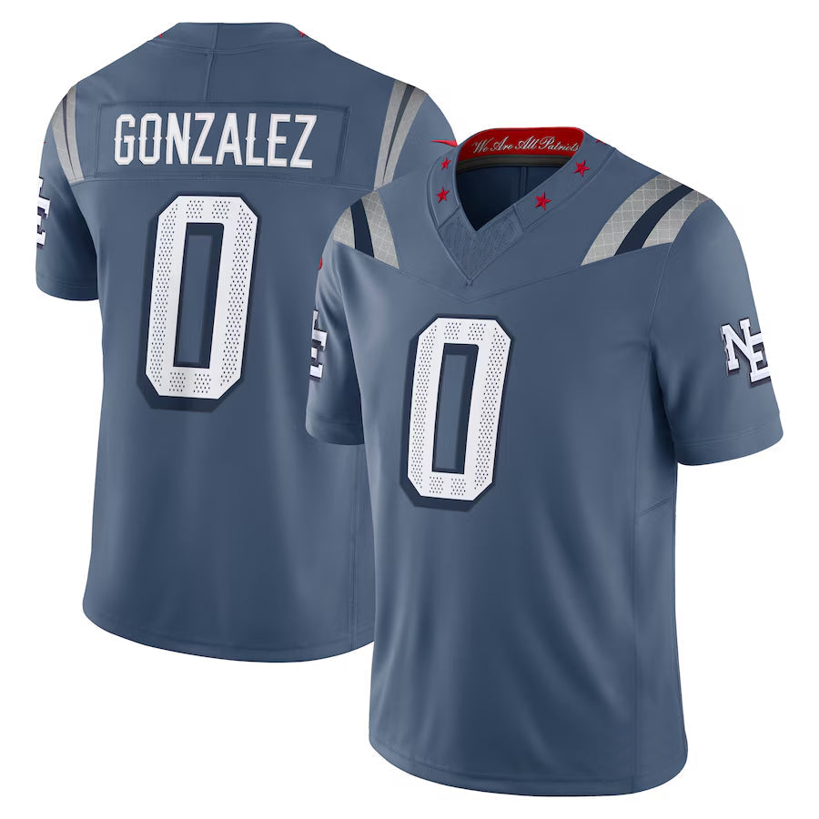 Kooe NE.Patriots #0 Christian Gonzalez Player Storm Blue Rivalries Collection Limited Stitched Jerseys