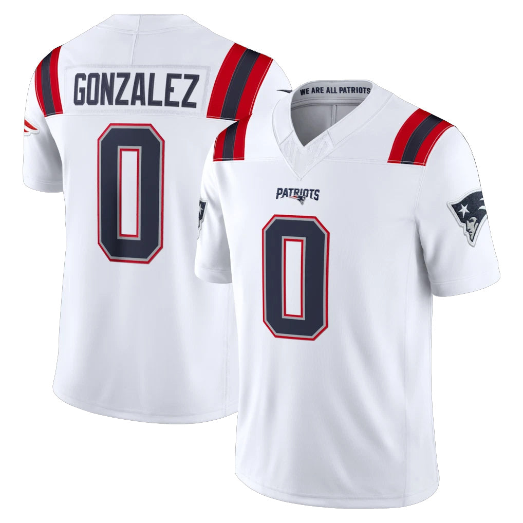 Kooe NE.Patriots #0 Christian Gonzalez Player White Limited Vapor F.U.S.E. Home Game Stitched Jerseys