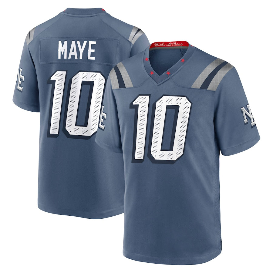 Kooe NE.Patriots #10 Drake Maye Player Storm Blue Rivalries Collection Game Stitched Jerseys