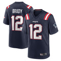 Kooe NE.Patriots #12 Tom Brady Player Navy Game Replica Stitched Jerseys