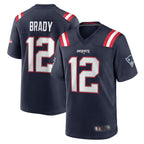 Kooe NE.Patriots #12 Tom Brady Player Navy Game Replica Stitched Jerseys