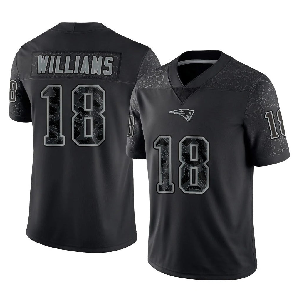 Kooe NE.Patriots #18 Kyle Williams Player Black Reflective LImited Home Game Stitched Jerseys