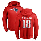 Kooe NE.Patriots #18 Kyle Williams Player Red LOGO Pullover Hoodies Home Game Stitched Jerseys