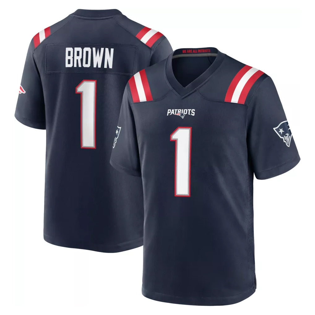 Kooe NE.Patriots #1 A.J. Brown Player Navy Home Game Stitched Jerseys