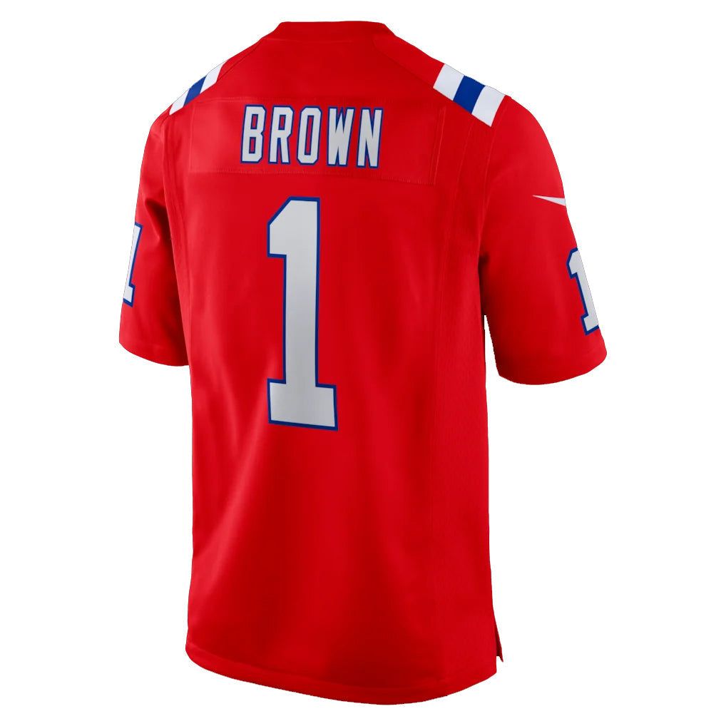 Kooe NE.Patriots #1 A.J. Brown Player Red Home Game Stitched Jerseys