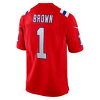 Kooe NE.Patriots #1 A.J. Brown Player Red Home Game Stitched Jerseys