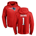 Kooe NE.Patriots #1 A.J. Brown Player Red LOGO Pullover Hoodies Home Game Stitched Jerseys
