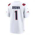 Kooe NE.Patriots #1 A.J. Brown Player White Home Game Stitched Jerseys