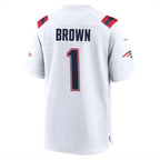 Kooe NE.Patriots #1 A.J. Brown Player White Home Game Stitched Jerseys