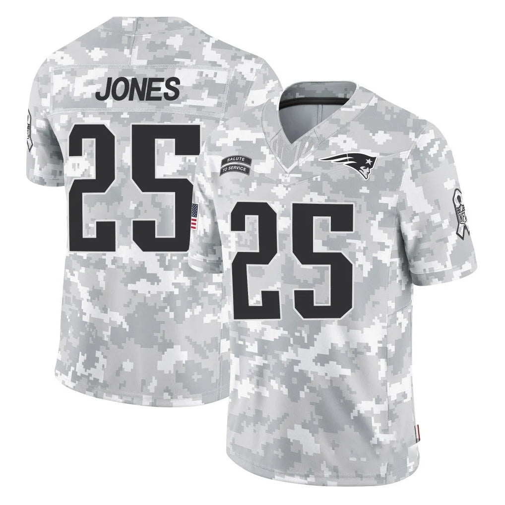 Kooe NE.Patriots #25 Marcus Jones Player Arctic Camo Salute To Service Limited Game Stitched Jerseys