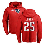 Kooe NE.Patriots #25 Marcus Jones Player Red LOGO Pullover Hoodies Home Game Stitched Jerseys