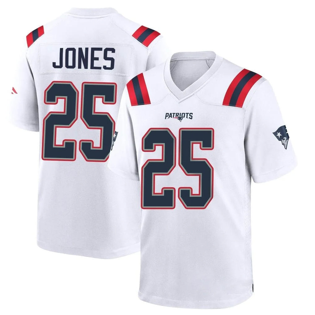 Kooe NE.Patriots #25 Marcus Jones Player White Home Game Stitched Jerseys