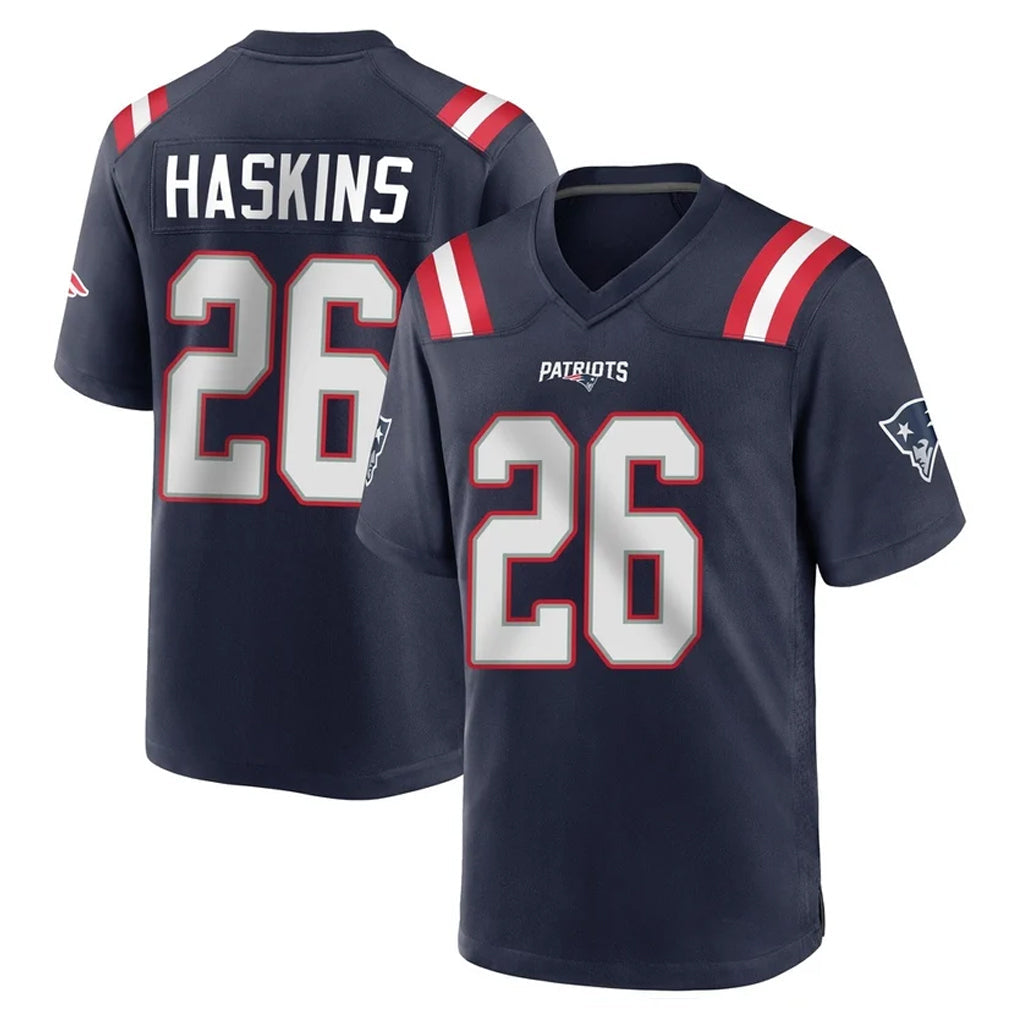 Kooe NE.Patriots #26 Hassan Haskins Navy Home Game Stitched Jerseys
