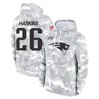 Kooe NE.Patriots #26 Hassan Haskins Player Arctic Camo Salute to Service Pullover Hoodies Limited Game Stitched Jerseys