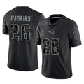 Kooe NE.Patriots #26 Hassan Haskins Player Black Reflective LImited Home Game Stitched Jerseys