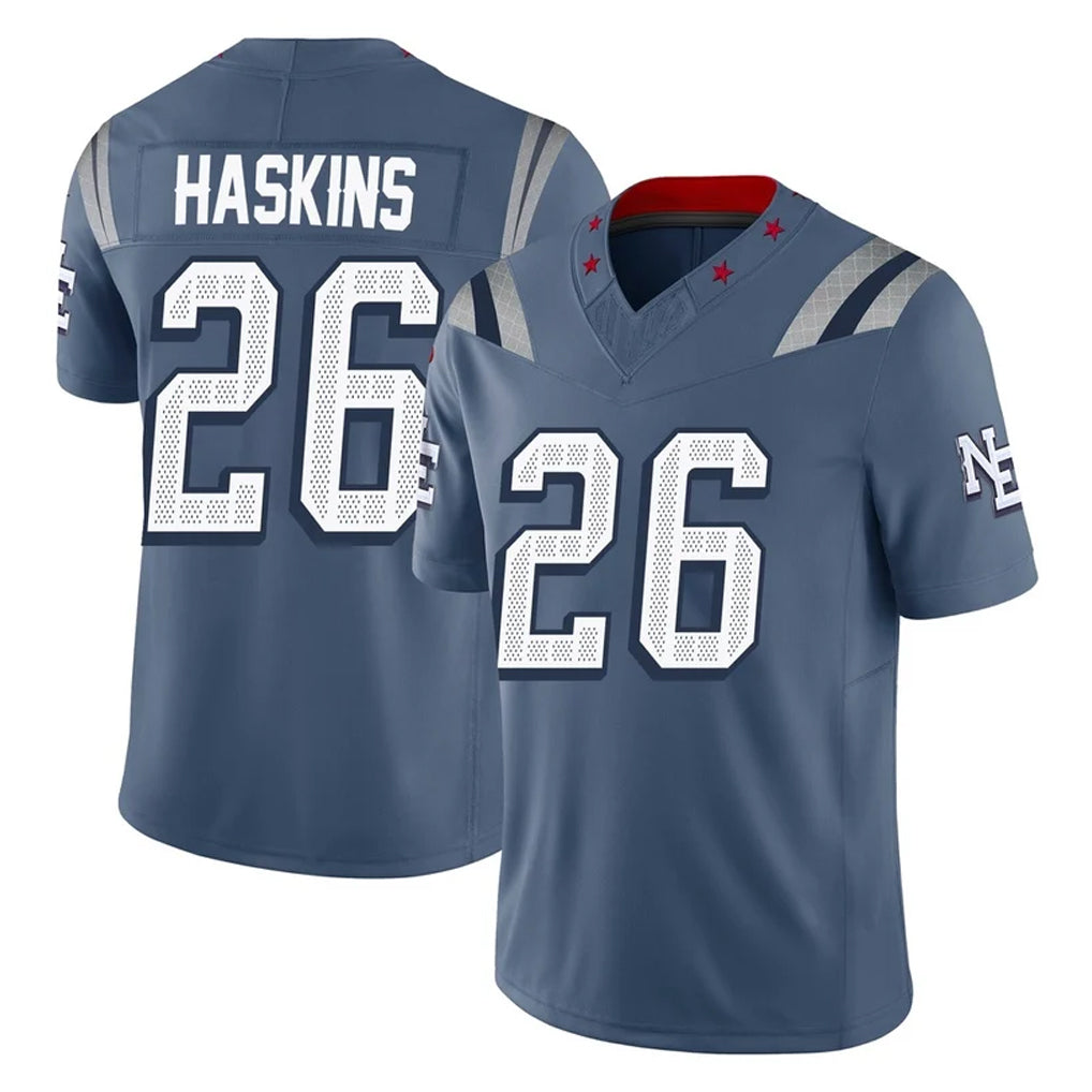 Kooe NE.Patriots #26 Hassan Haskins Player Blue Limited Rivalries Collection Home Game Stitched Jerseys