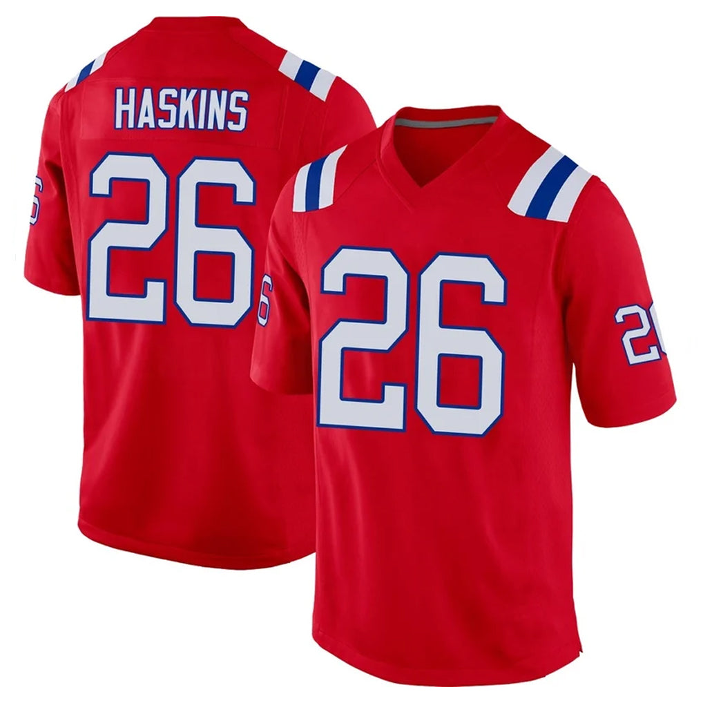 Kooe NE.Patriots #26 Hassan Haskins Player Red Home Game Stitched Jerseys