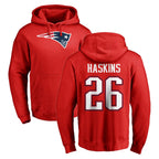 Kooe NE.Patriots #26 Hassan Haskins Player Red LOGO Pullover Hoodies Home Game Stitched Jerseys