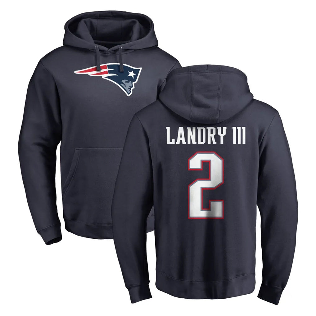 Kooe NE.Patriots #2 Harold Landry III Player Navy LOGO Pullover Hoodies Home Game Stitched Jerseys