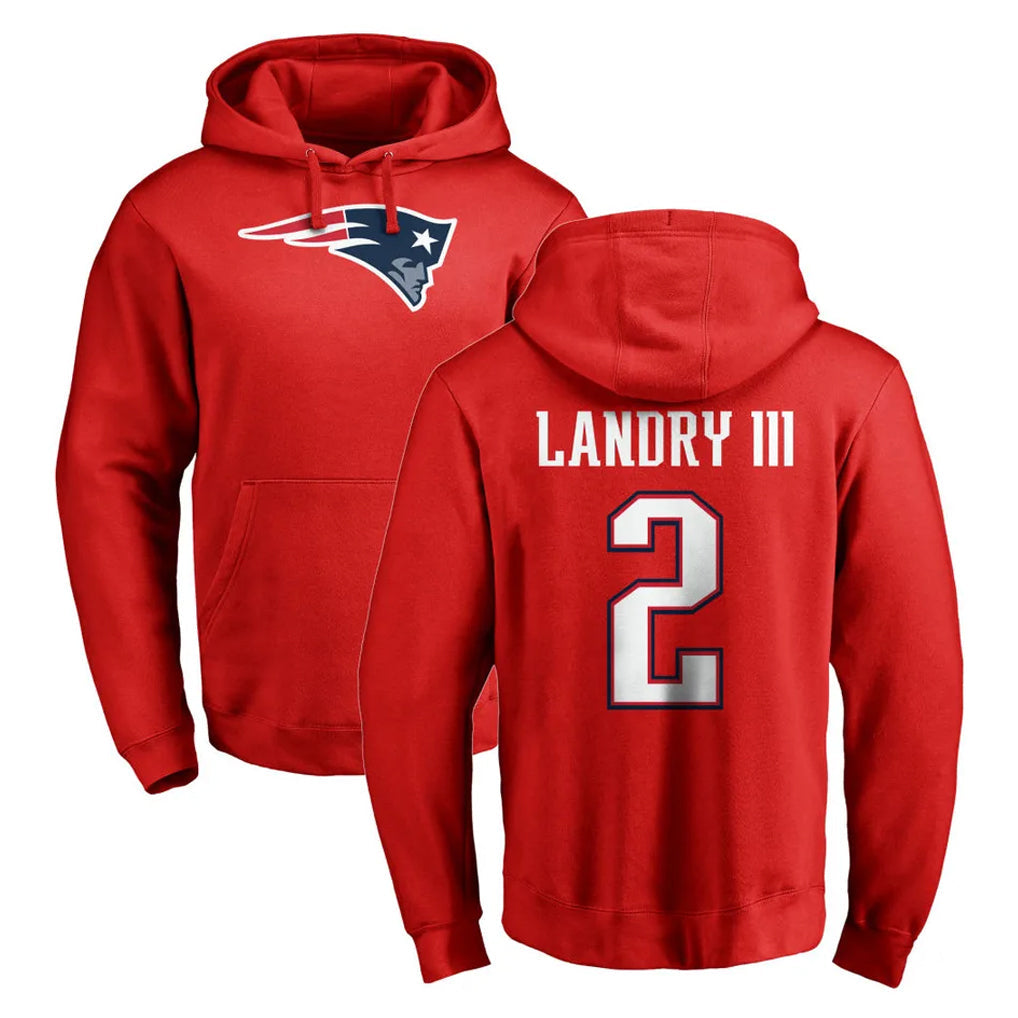 Kooe NE.Patriots #2 Harold Landry III Player Red LOGO Pullover Hoodies Home Game Stitched Jerseys