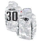 Kooe NE.Patriots #30 Jam Miller Player Arctic Camo Salute to Service Pullover Hoodies Limited Game Stitched Jerseys