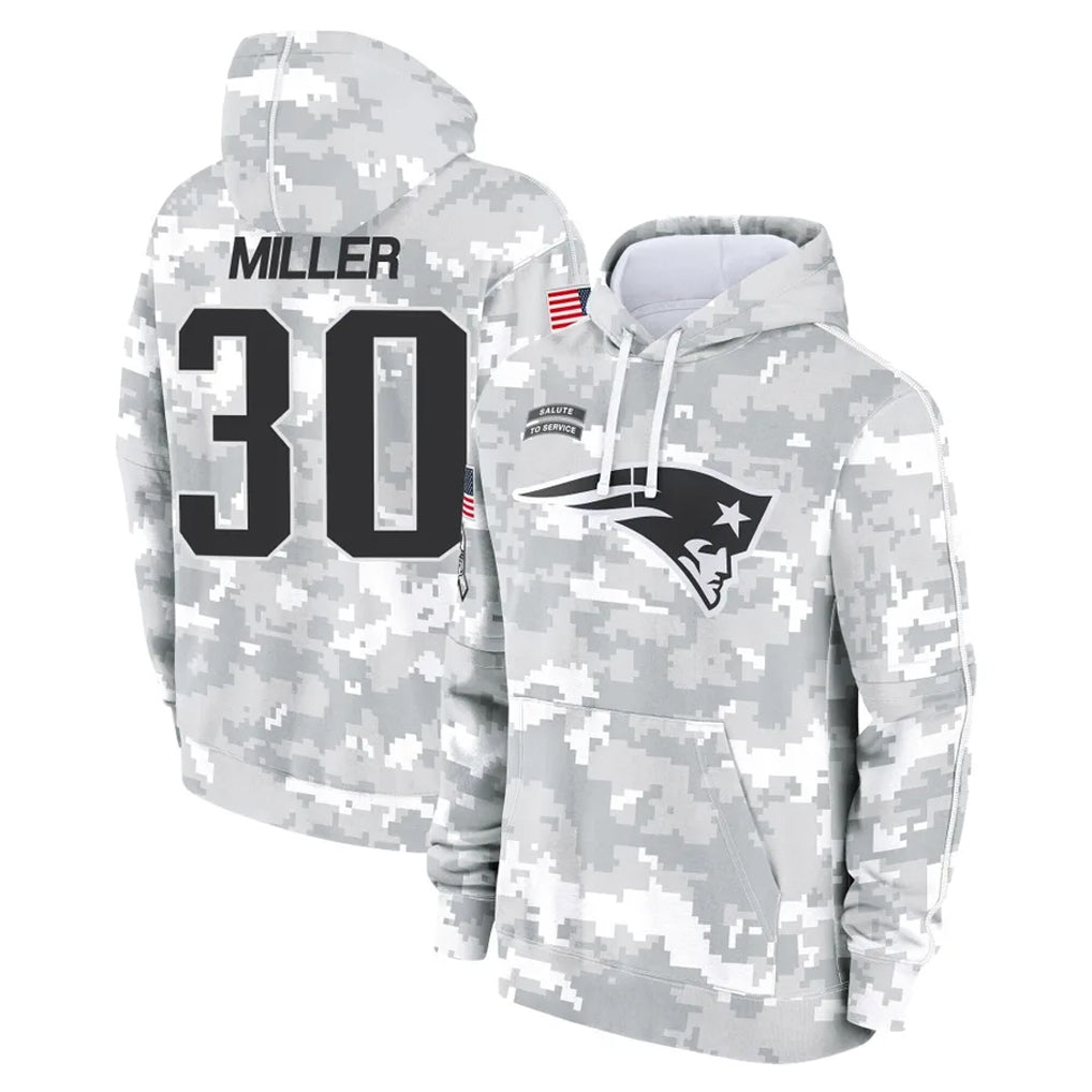 Kooe NE.Patriots #30 Jam Miller Player Arctic Camo Salute to Service Pullover Hoodies Limited Game Stitched Jerseys