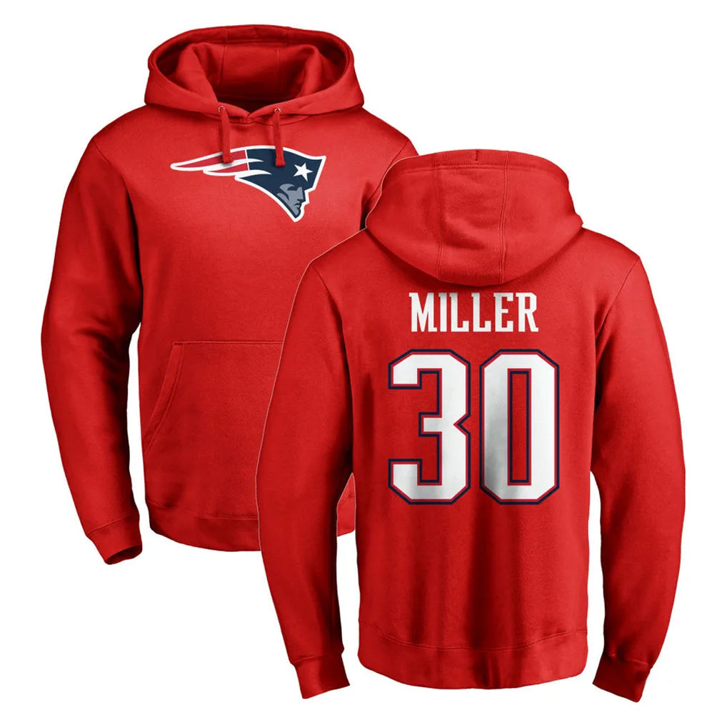 Kooe NE.Patriots #30 Jam Miller Player Red LOGO Pullover Hoodies Home Game Stitched Jerseys
