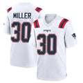 Kooe NE.Patriots #30 Jam Miller Player White Home Game Stitched Jerseys