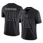Kooe NE.Patriots #32 TreVeyon Henderson Player Black Reflective LImited Home Game Stitched Jerseys
