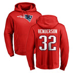 Kooe NE.Patriots #32 TreVeyon Henderson Player Red LOGO Pullover Hoodies Home Game Stitched Jerseys