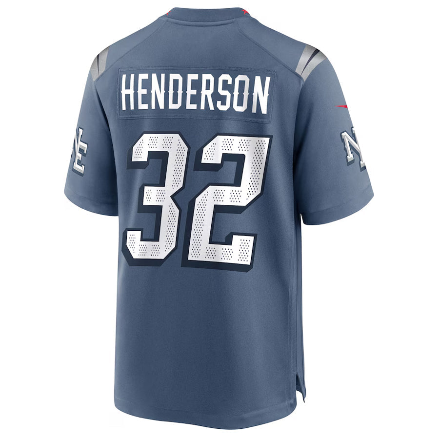 Kooe NE.Patriots #32 TreVeyon Henderson Player Storm Blue Rivalries Collection Game Stitched Jerseys