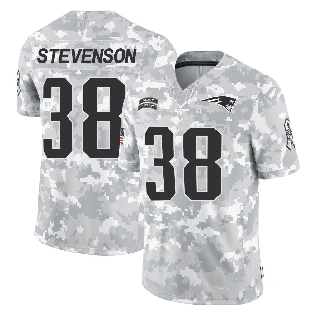 Kooe NE.Patriots #38 Rhamondre Stevenson Player Arctic Camo Salute To Service Limited Game Stitched Jerseys