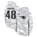 Kooe NE.Patriots #48 Namdi Obiazor Player Arctic Camo Salute to Service Pullover Hoodies Limited Game Stitched Jerseys