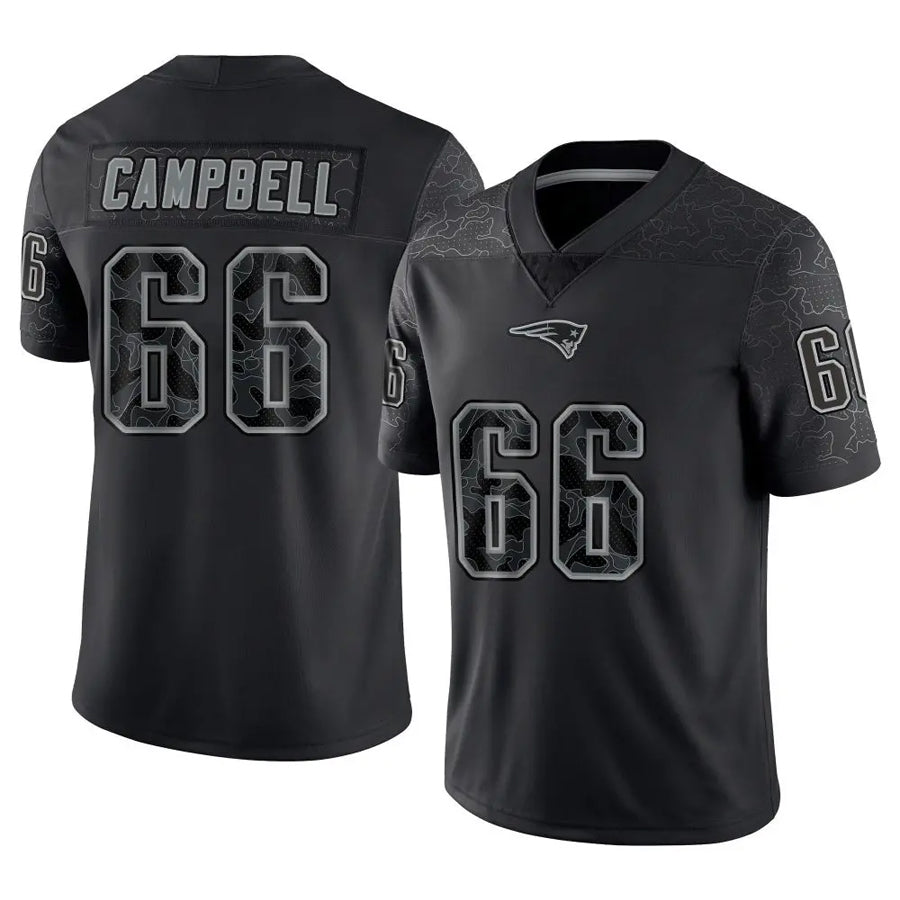 Kooe NE.Patriots #66 Will Campbell Player Black Reflective Limited Stitched Jerseys