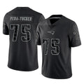 Kooe NE.Patriots #75 Alijah Vera-Tucker Player Black Reflective LImited Home Game Stitched Jerseys