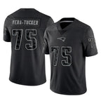 Kooe NE.Patriots #75 Alijah Vera-Tucker Player Black Reflective LImited Home Game Stitched Jerseys