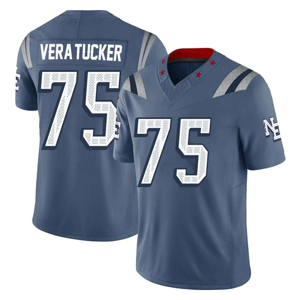 Kooe NE.Patriots #75 Alijah Vera-Tucker Player Blue Limited Rivalries Collection Home Game Stitched Jerseys