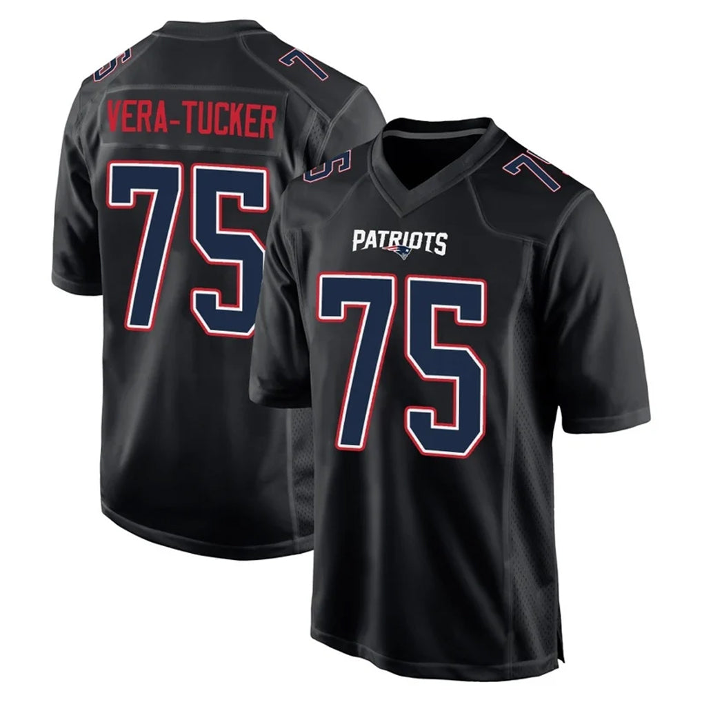 Kooe NE.Patriots #75 Alijah Vera-Tucker Player Carbon Fashion Limited Home Game Stitched Jerseys