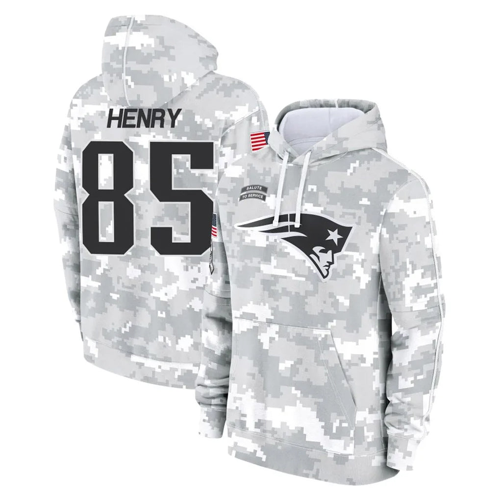 Kooe NE.Patriots #85 Hunter Henry Player Arctic Camo Salute to Service Pullover Hoodies Limited Game Stitched Jerseys