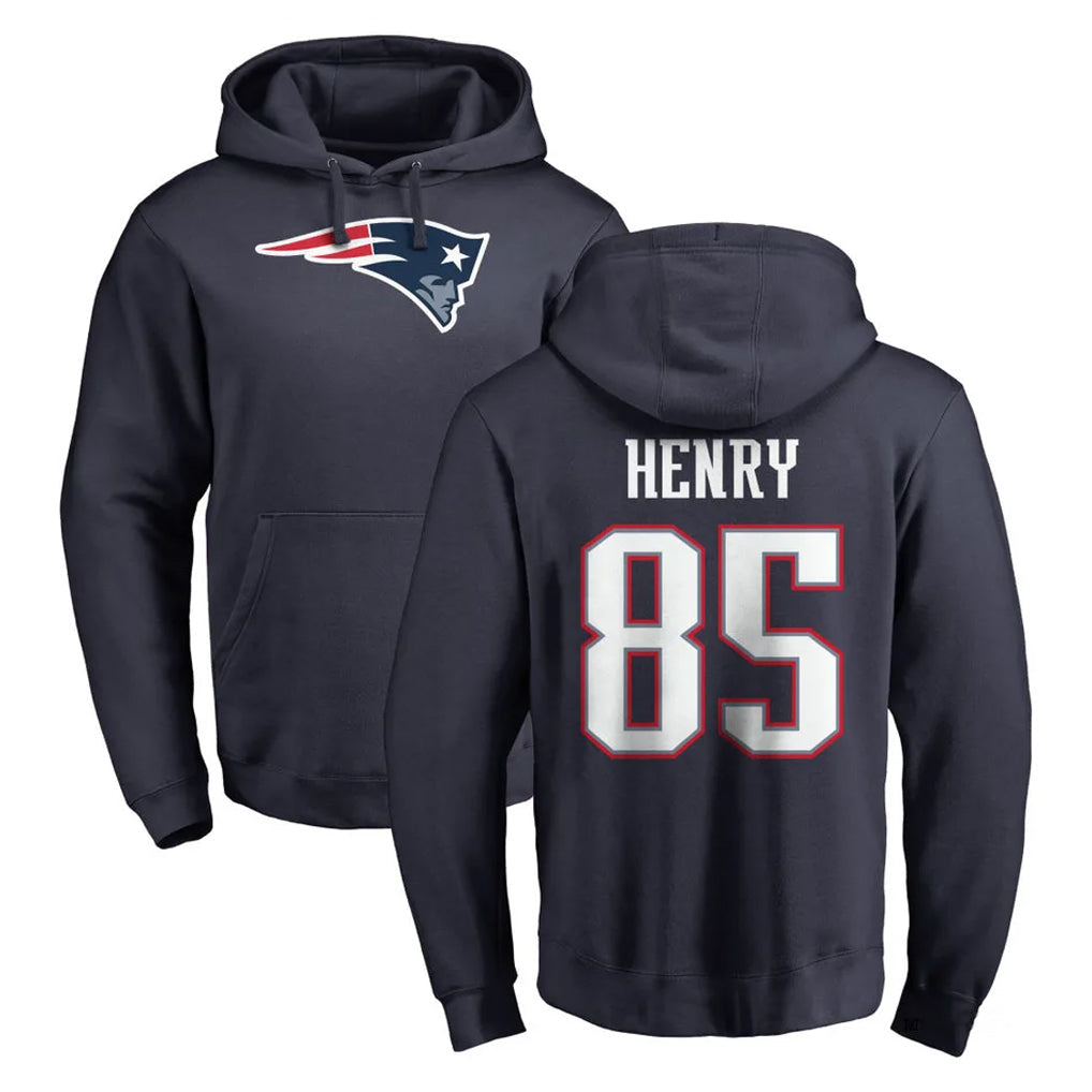 Kooe NE.Patriots #85 Hunter Henry Player Navy LOGO Pullover Hoodies Home Game Stitched Jerseys