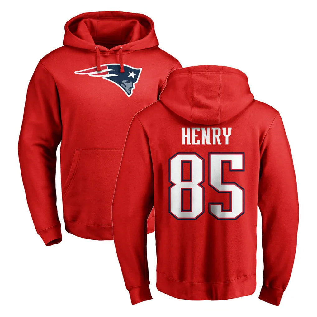 Kooe NE.Patriots #85 Hunter Henry Player Red LOGO Pullover Hoodies Home Game Stitched Jerseys