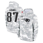 Kooe NE.Patriots #87 Romeo Doubs Player Arctic Camo Salute to Service Pullover Hoodies Limited Game Stitched Jerseys