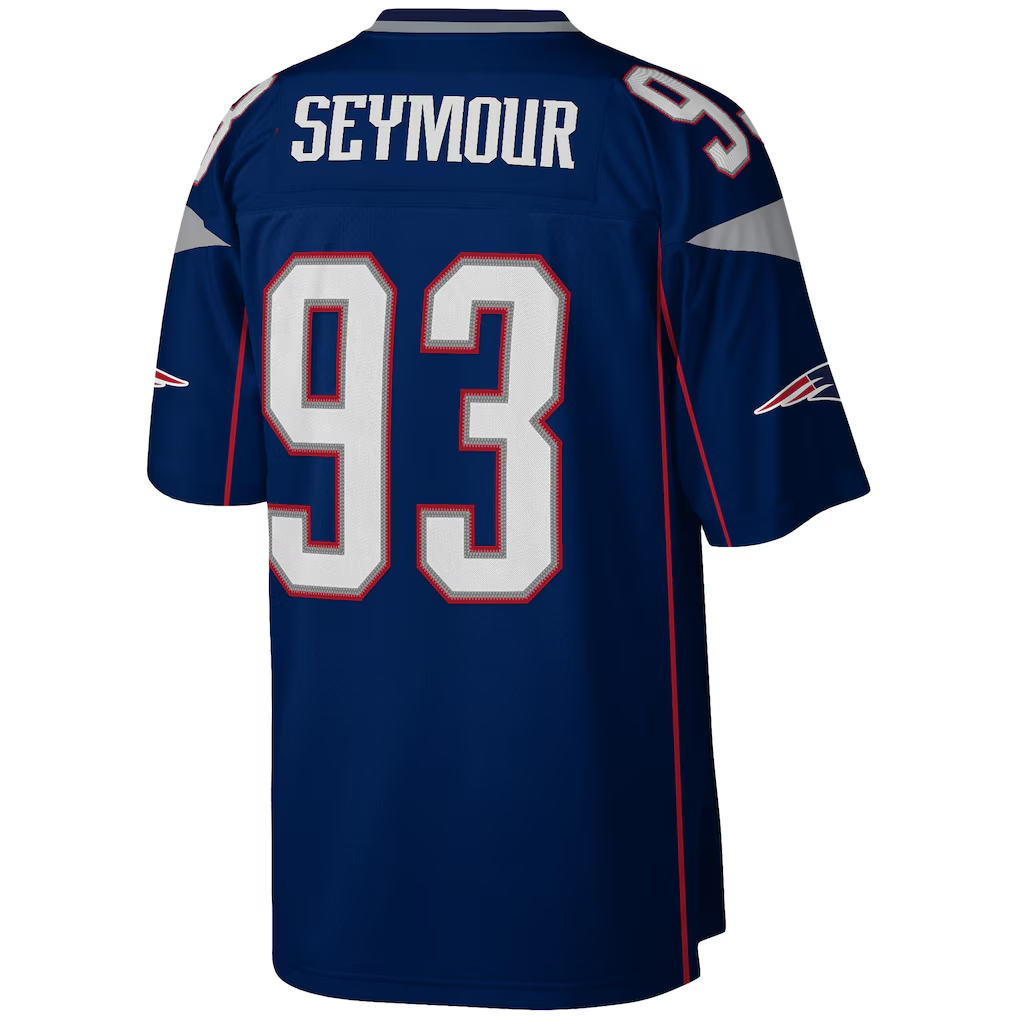Kooe NE.Patriots #93 Richard Seymour Mitchell & Ness Navy Legacy Replica Stitched Puhic Jersey