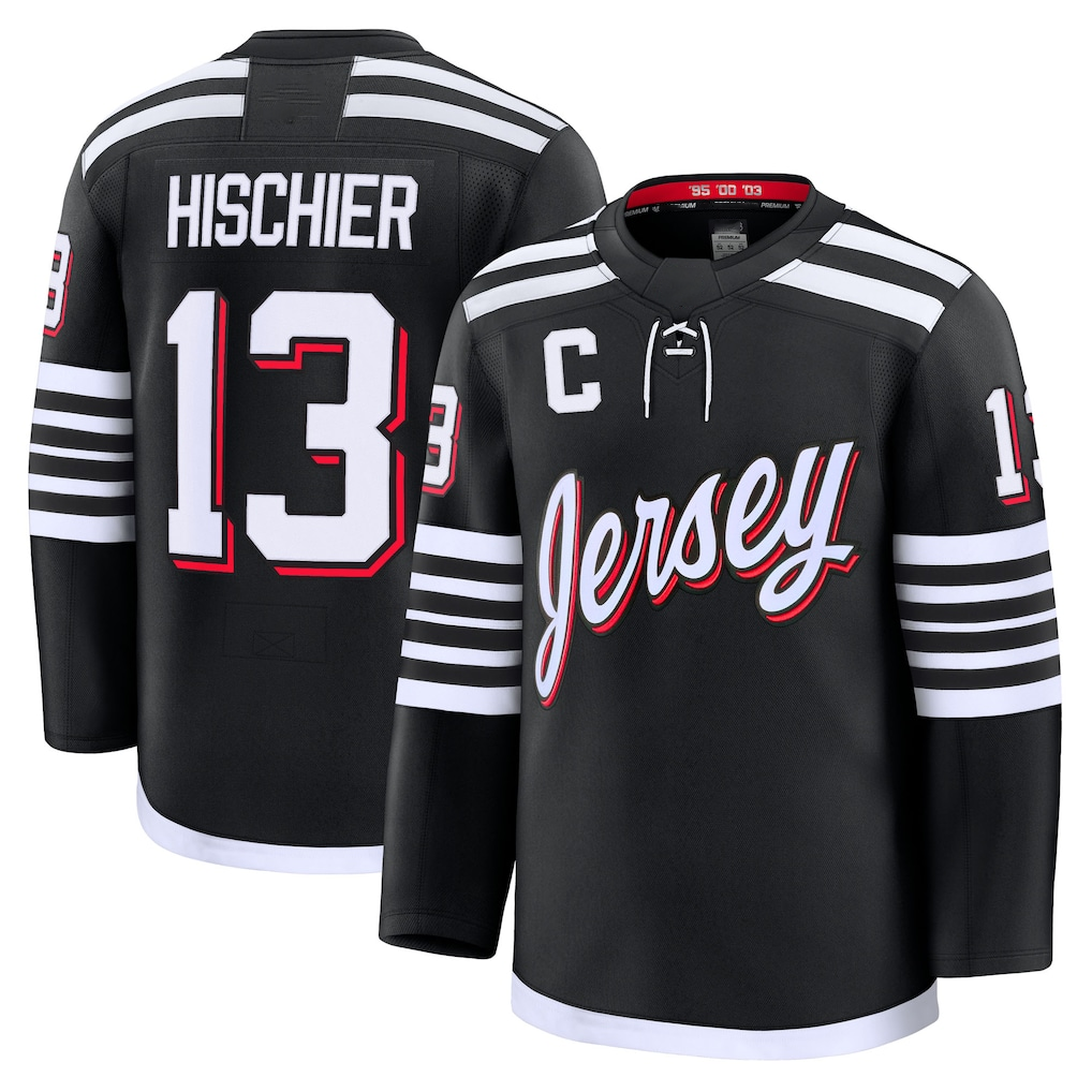 Kooe N.Jersey Devils #13 Nico Hischier Black Alternate Premium Jerseys