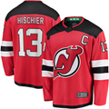Kooe N.Jersey Devils #13 Nico Hischier Red Captain Patch Home Breakaway Jerseys