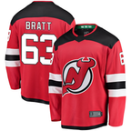 Kooe N.Jersey Devils #63 Jesper Bratt Red Home Breakaway Player Jerseys